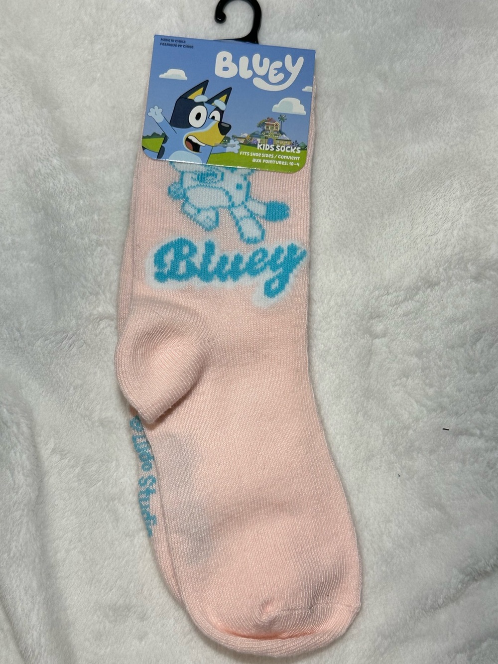 Bluey Kids Pink Crew Socks Shoe Size 10-4 Toddler Little Kids